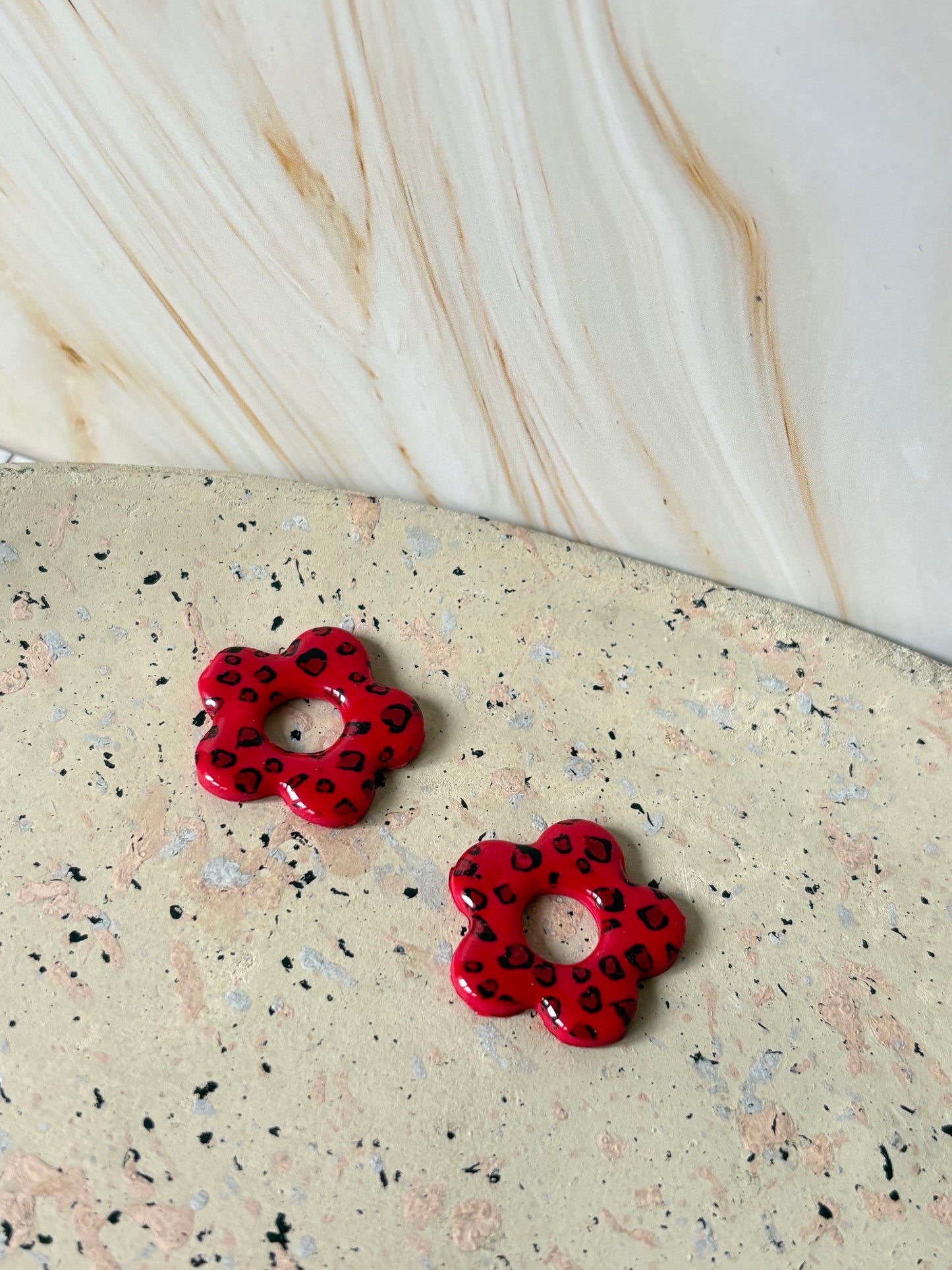 Boucles pampilles - POPPY - Léopard rouge