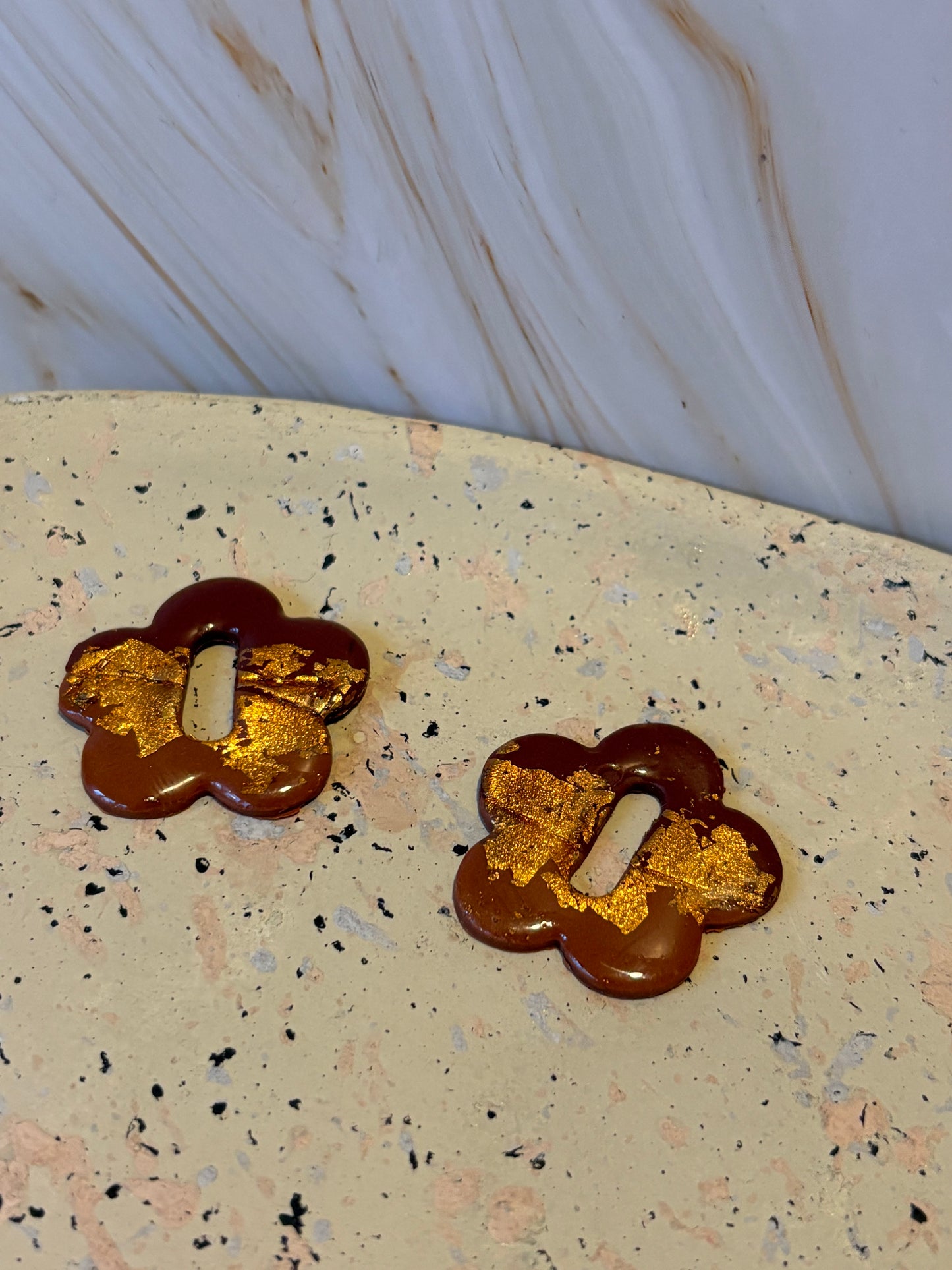 Boucles pampilles - BLOOM - marron / or