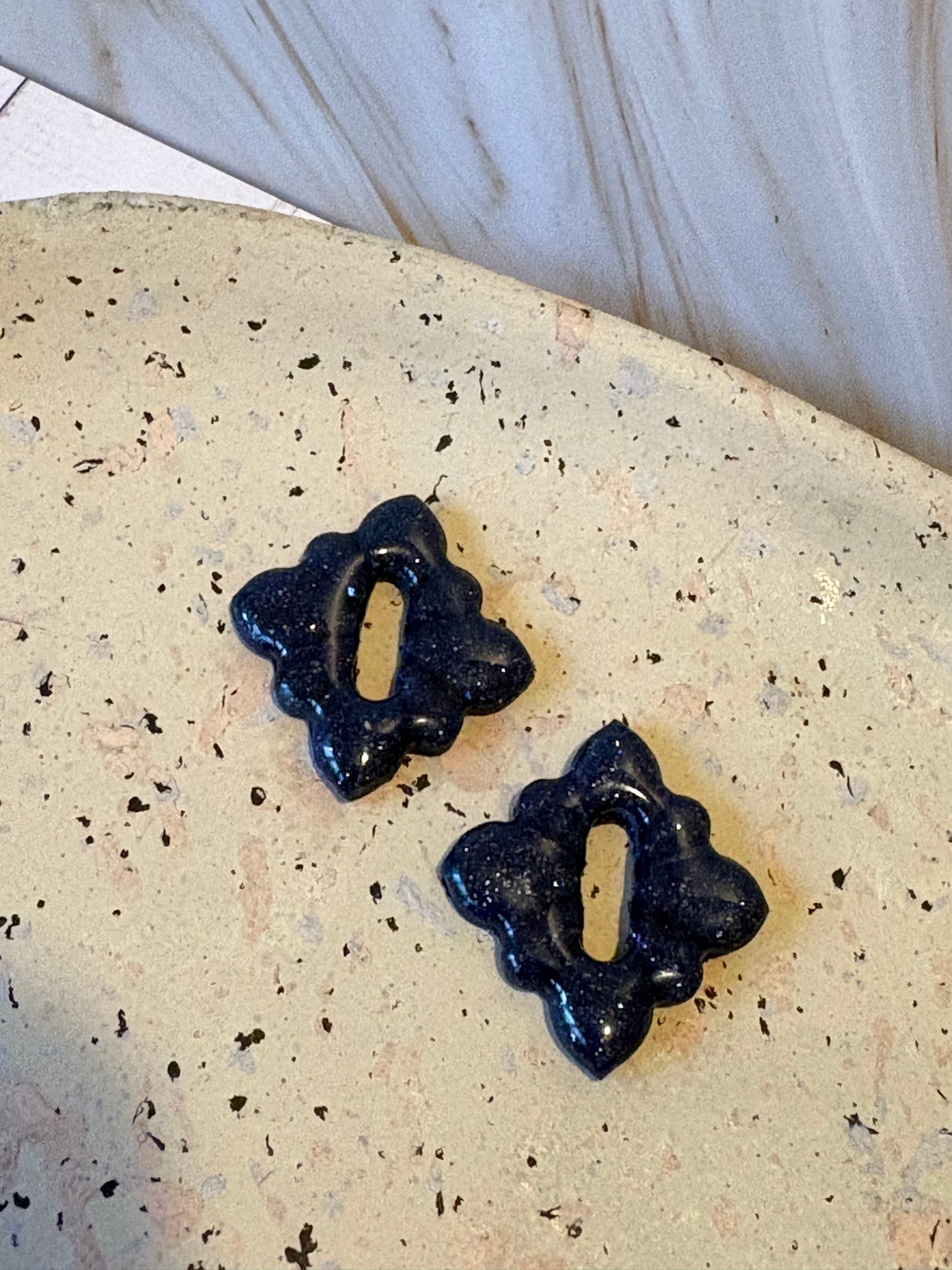 Boucles pampilles - STELLA - marine pailletées