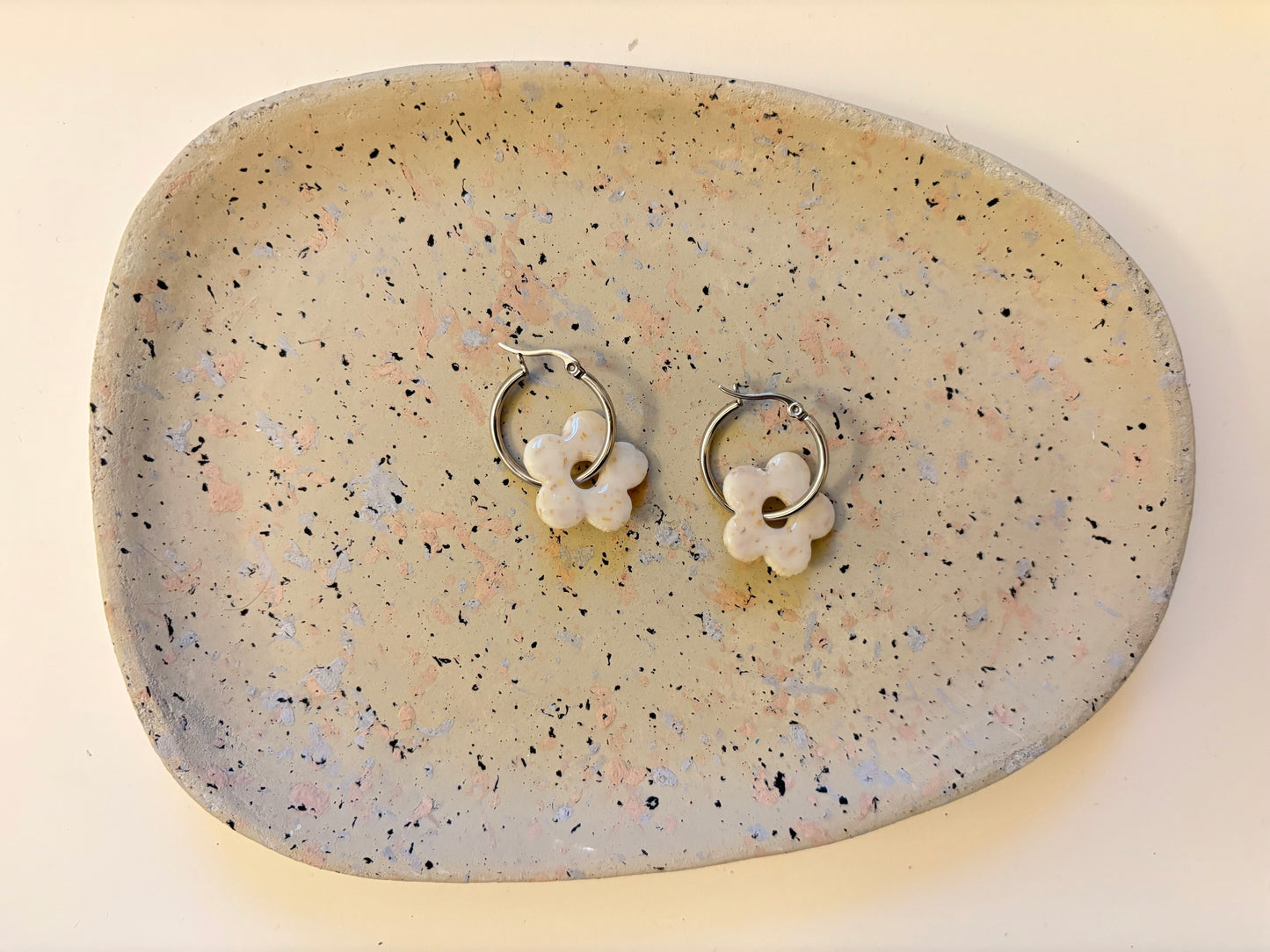 Boucles Pampilles - NINA - Beige effet pierre