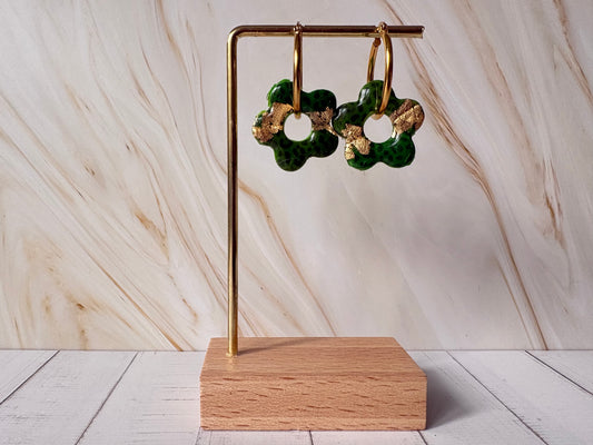 Boucles pampilles - POPPY - Léopard kaki/or