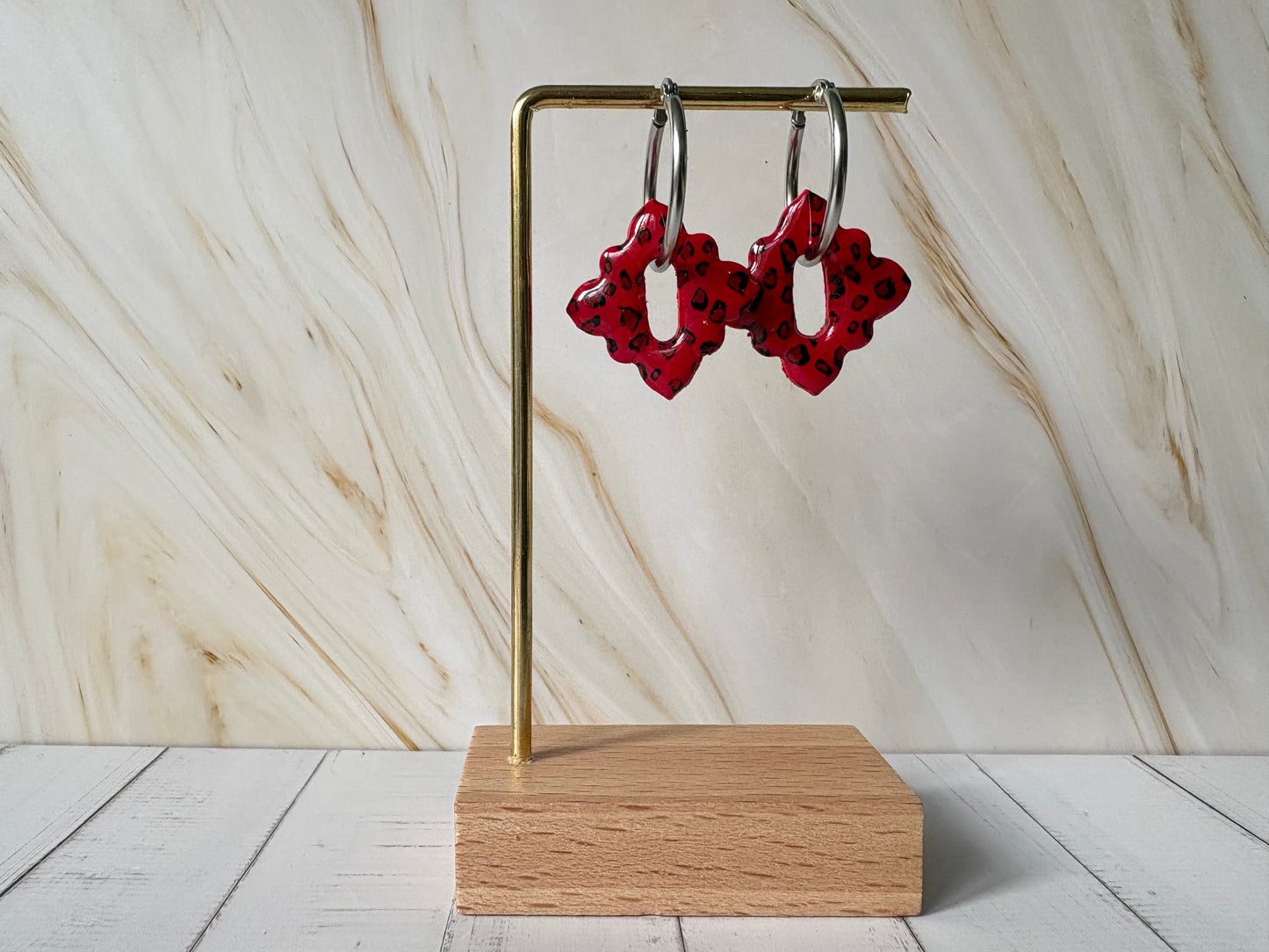 Boucles pampilles - STELLA - Léopard Rouge