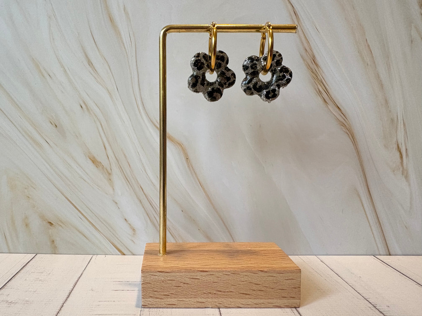 Boucles pampilles - SUNNY - Léopard gris