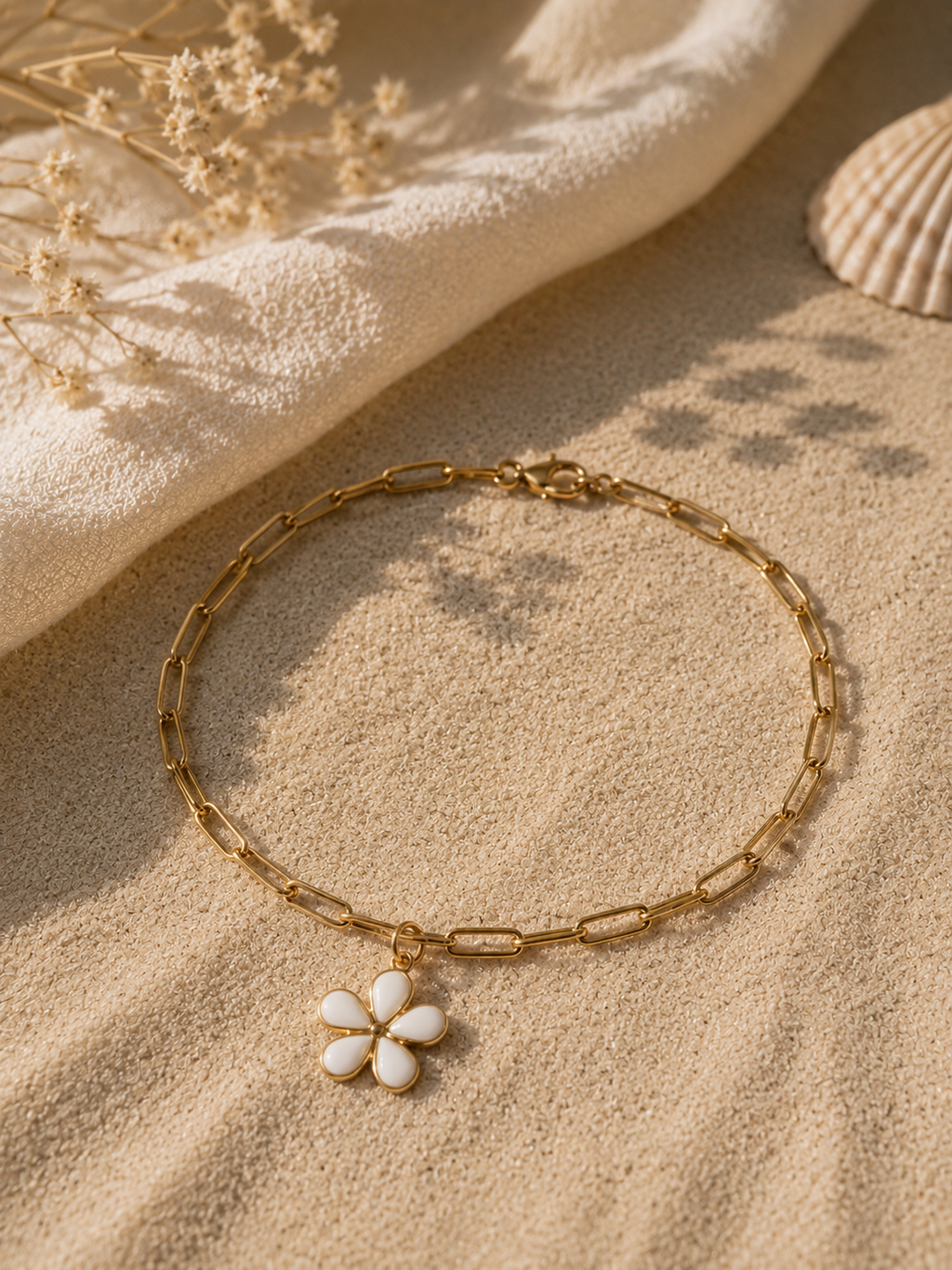 Bracelet cheville Solea - Nacré