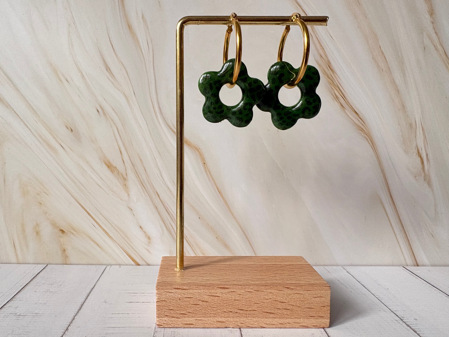 Boucles pampilles - POPPY - Léopard kaki