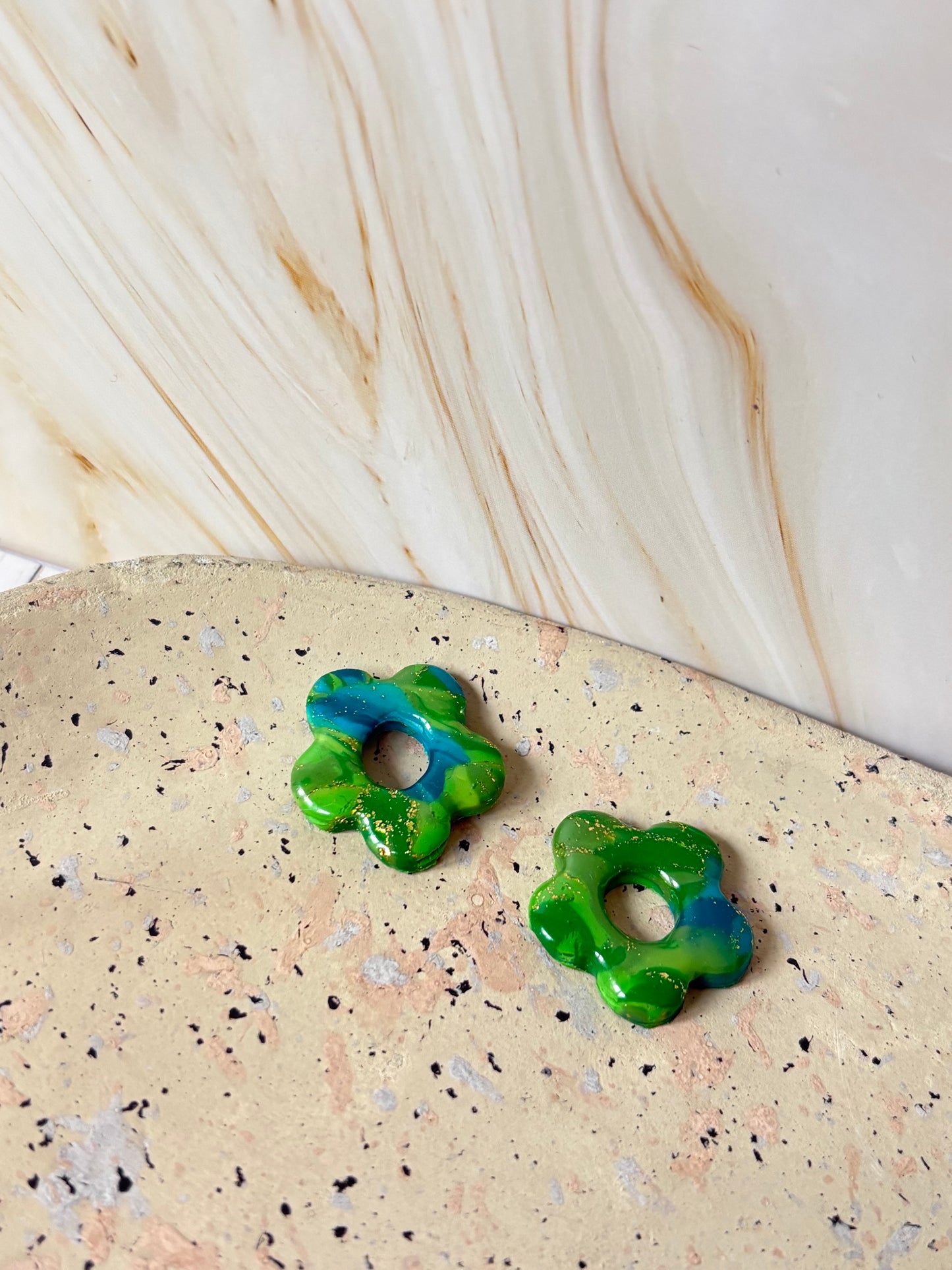 Boucles pampilles - POPPY - Bleue/vert