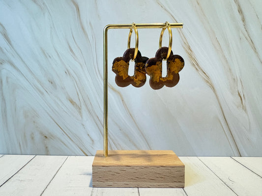 Boucles pampilles - BLOOM - marron / or