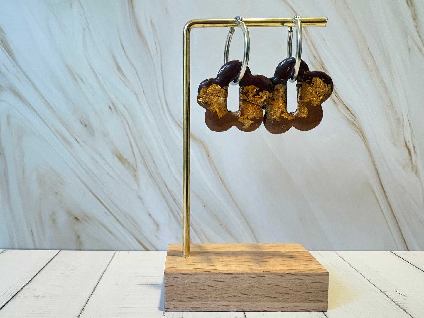 Boucles pampilles - BLOOM - marron / or