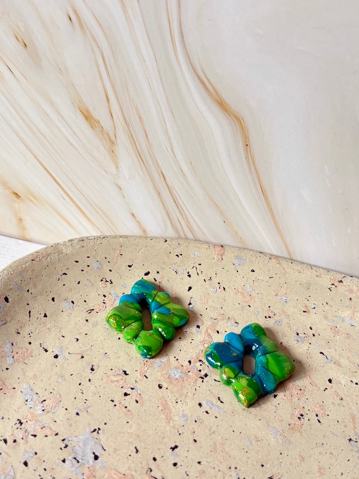 Boucles pampilles - STELLA - vert/bleue