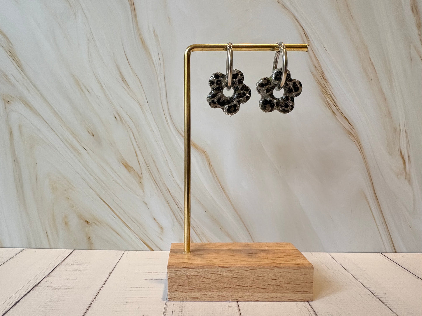 Boucles pampilles - SUNNY - Léopard gris