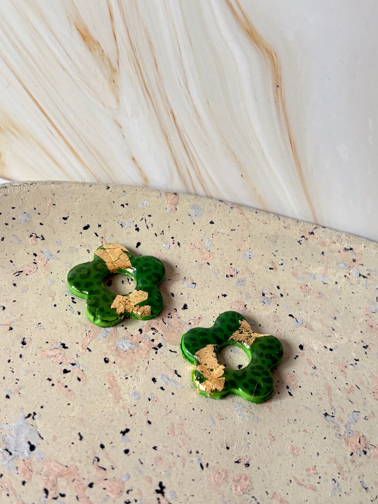 Boucles pampilles - POPPY - Léopard kaki/or