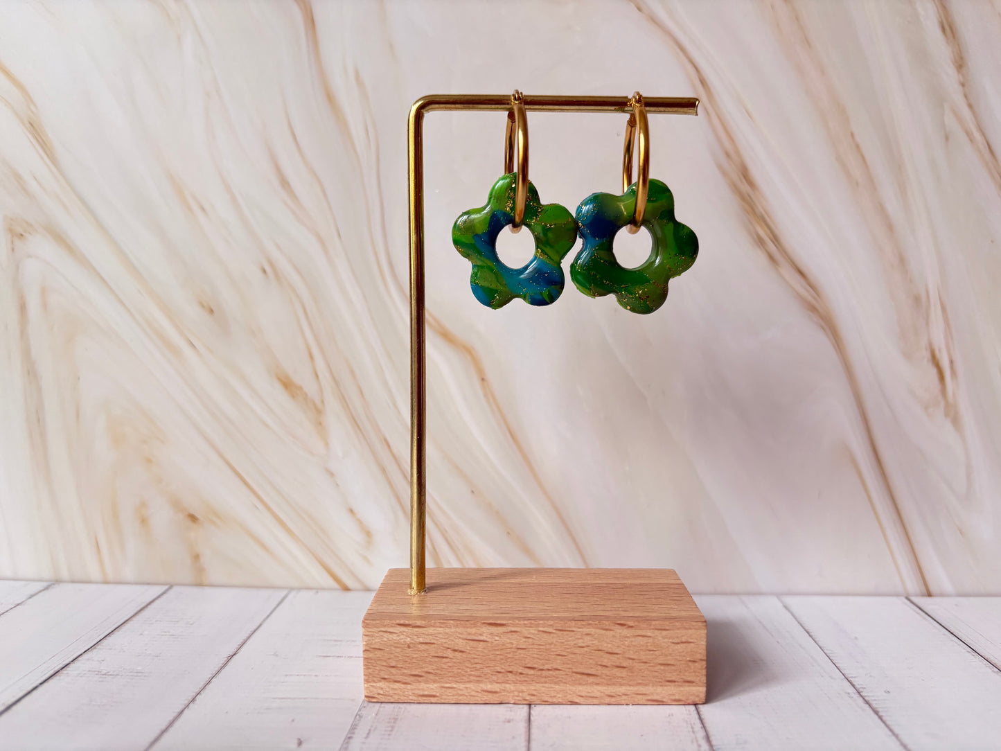 Boucles pampilles - POPPY - Bleue/vert