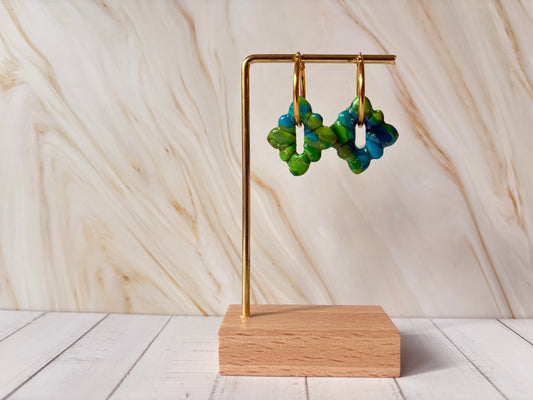 Boucles pampilles - STELLA - vert/bleue