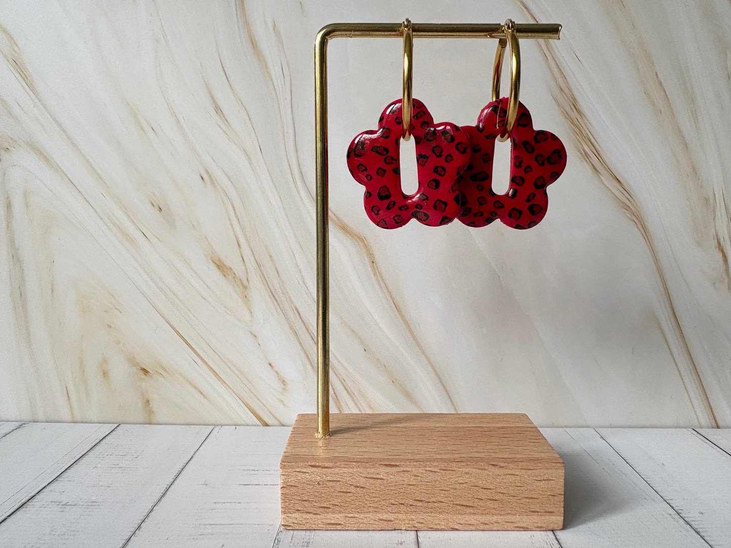 Boucles pampilles - BLOOM - Léopard rouge