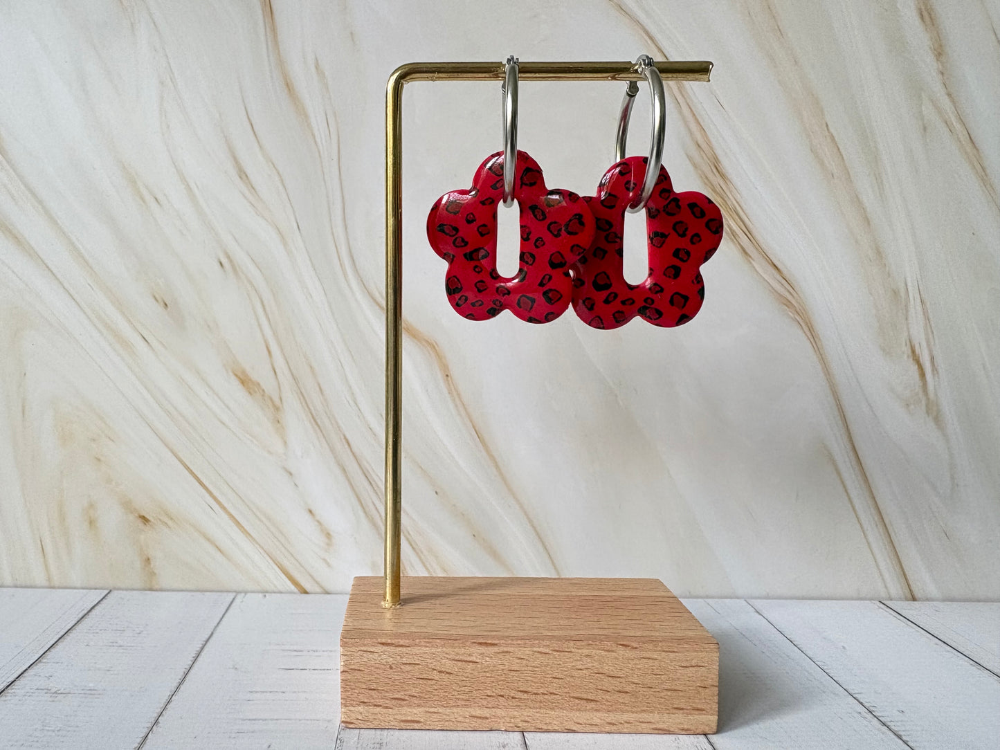 Boucles pampilles - BLOOM - Léopard rouge