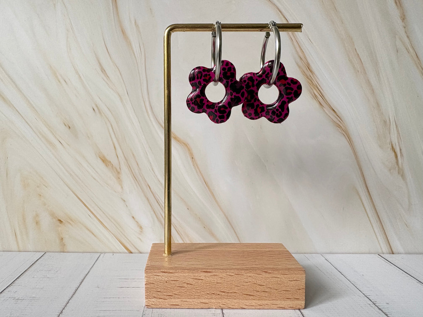 Boucles pampilles - POPPY - Léopard violet