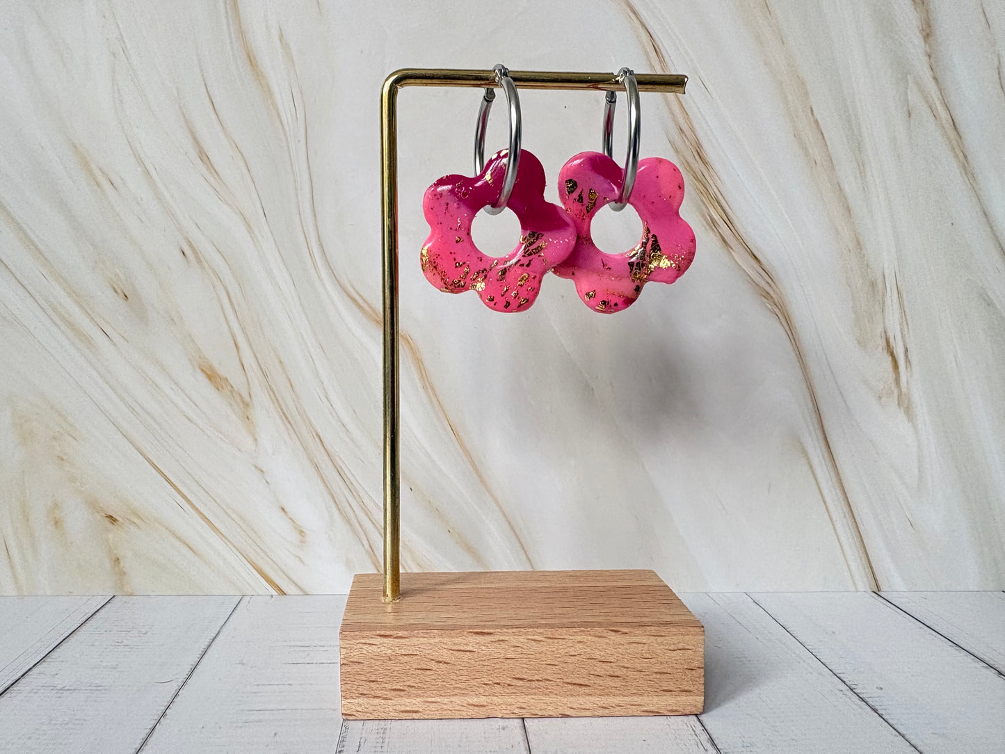 Boucles pampilles - POPPY - rose