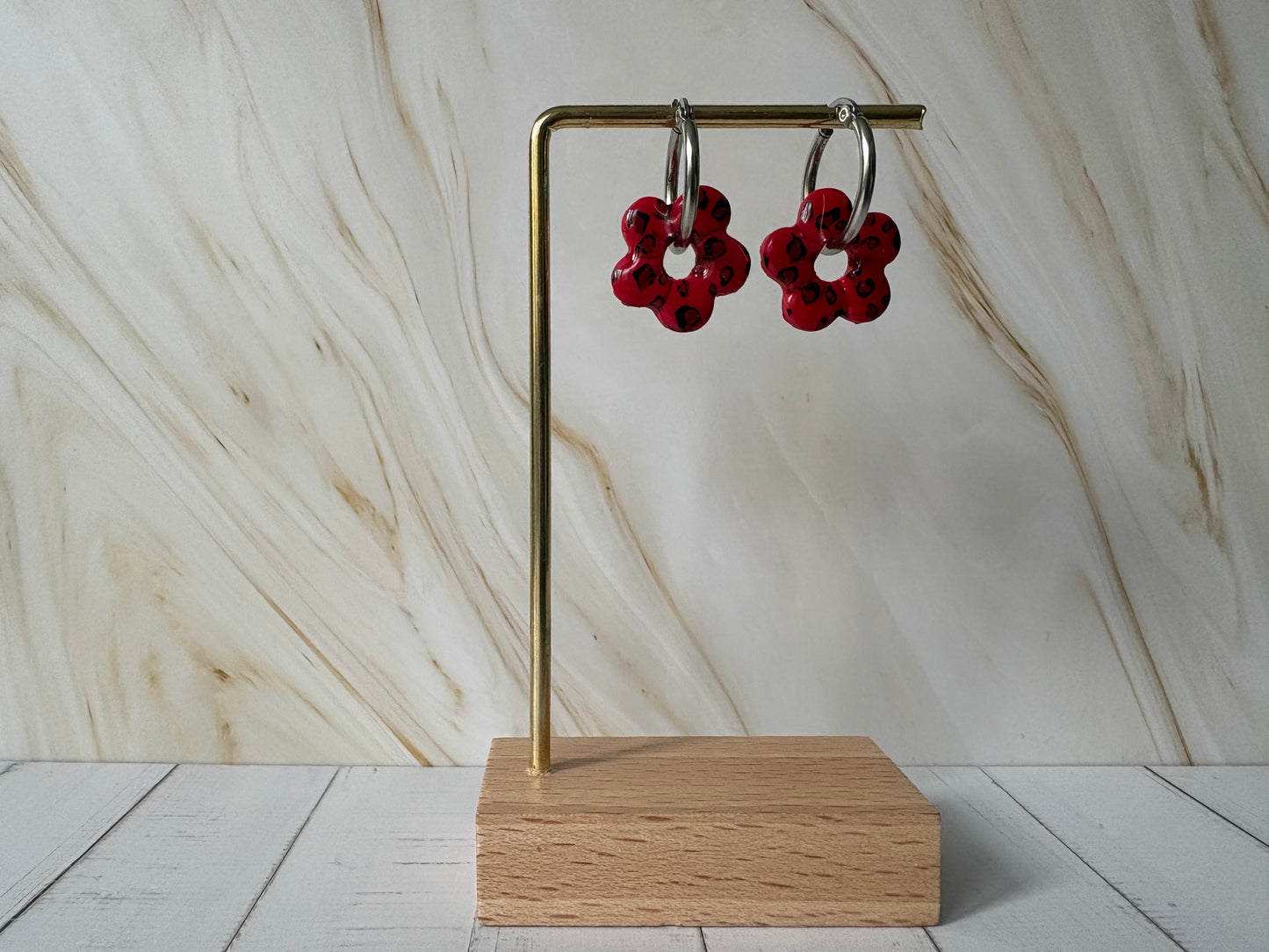 Boucles pampilles - SUNNY - Léopard rouge