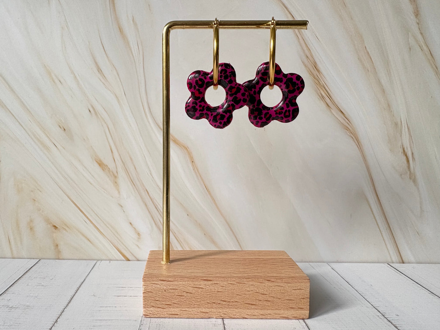 Boucles pampilles - POPPY - Léopard violet