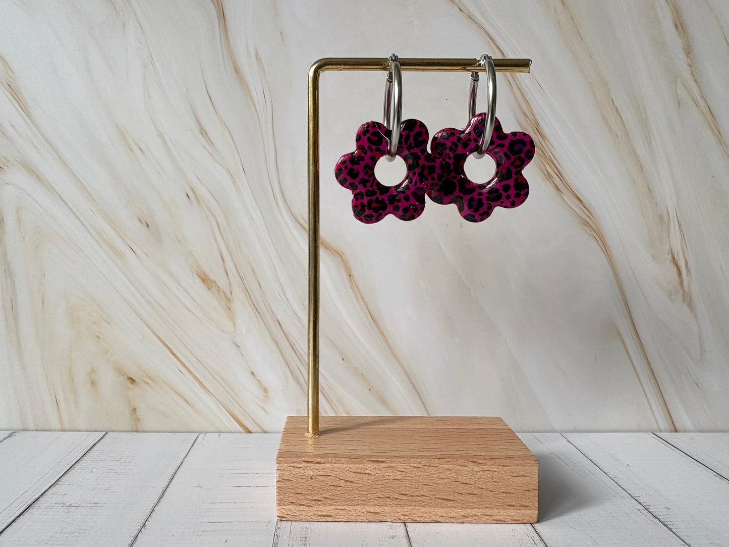 Boucles pampilles - SOLEA - Léopard violet