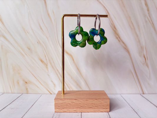 Boucles pampilles - POPPY - Bleue/vert