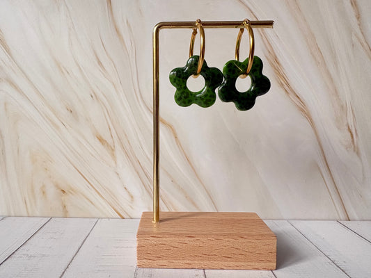 Boucles pampilles - POPPY - Léopard duo de vert