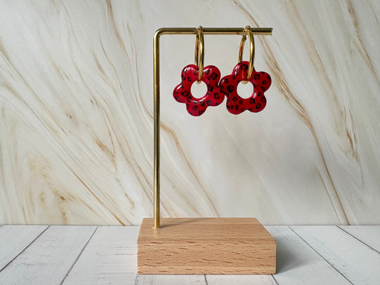 Boucles pampilles - POPPY - Léopard rouge