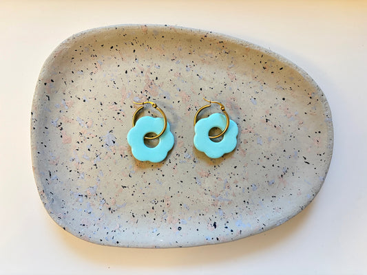 Boucles Pampilles - SOLEA - bleu vert pastel