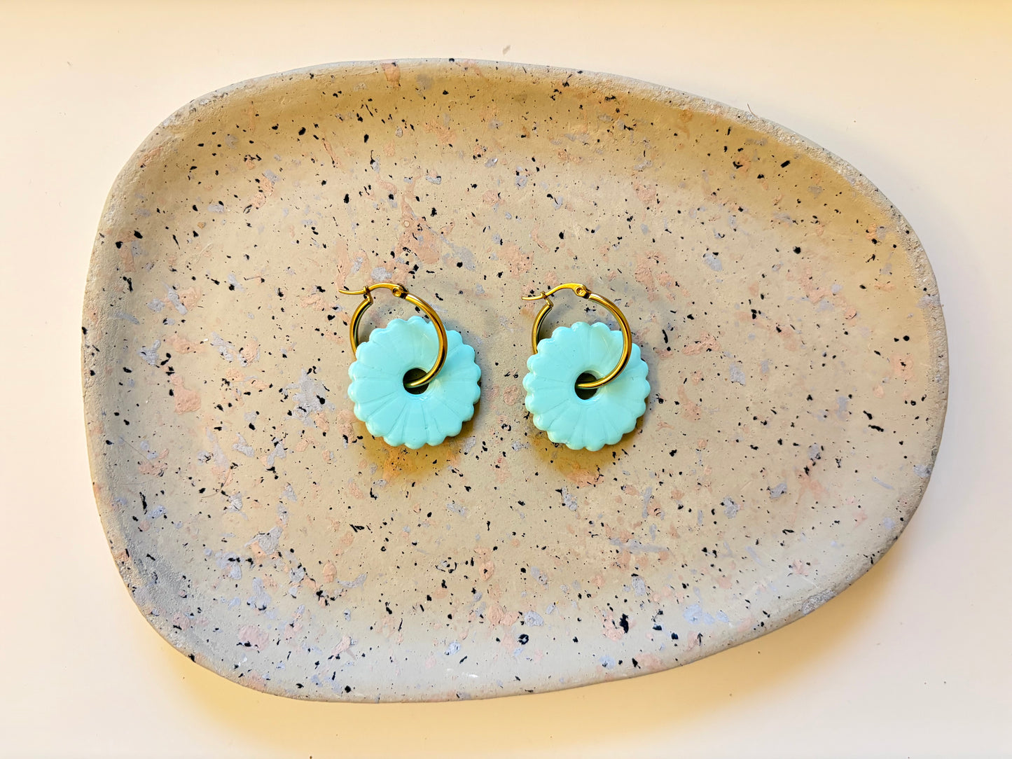 Boucles Pampilles - ROSEE - bleu vert pastel