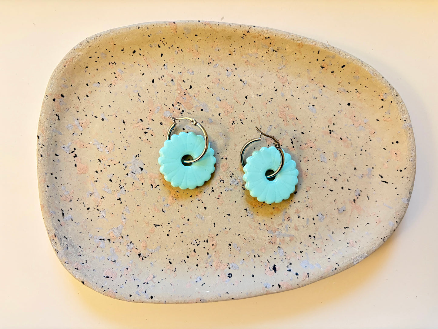 Boucles Pampilles - ROSEE - bleu vert pastel