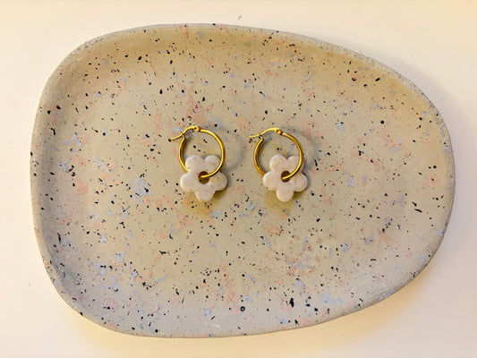 Boucles Pampilles - NINA - Beige effet pierre