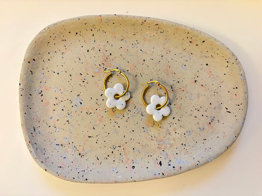 Boucles Pampilles - NINA - Blanc effet pierre