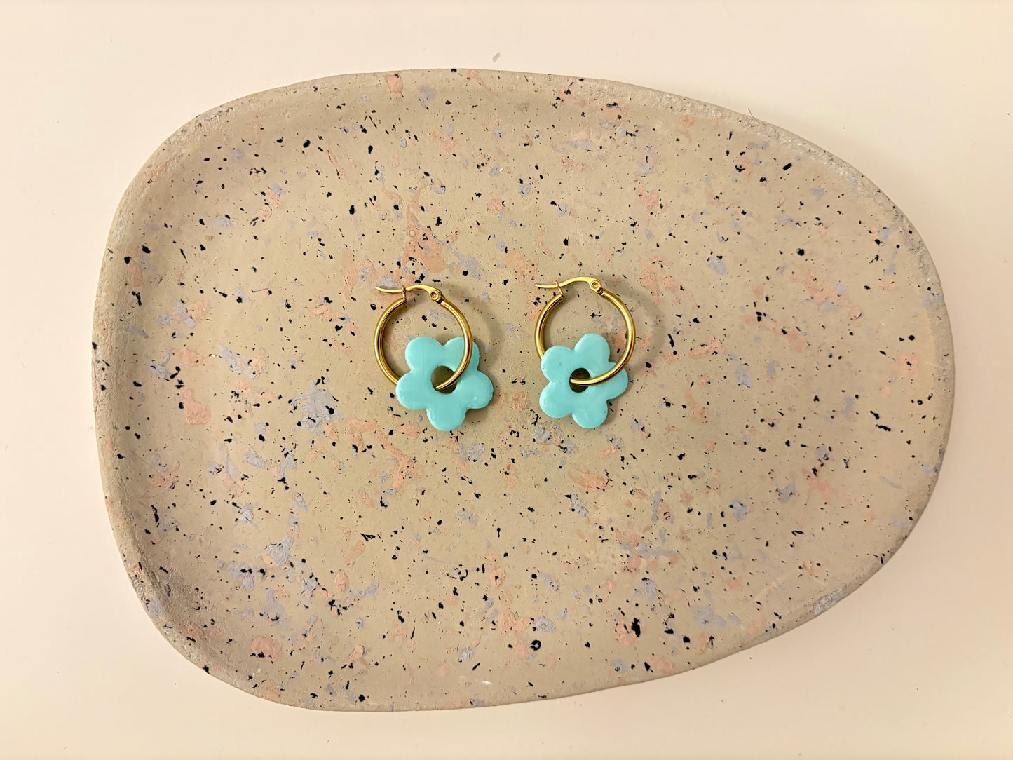 Boucles Pampilles - NINA - bleu vert pastel