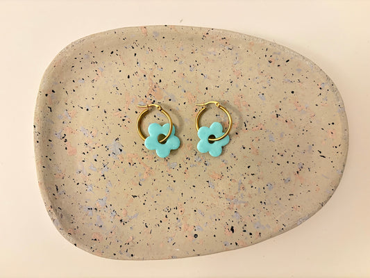 Boucles Pampilles - NINA - bleu vert pastel