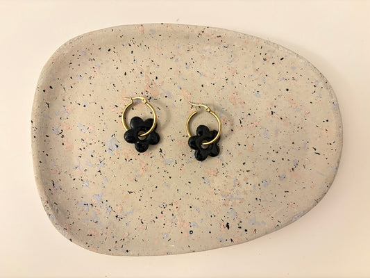 Boucles Pampilles - NINA - noir effet pierre